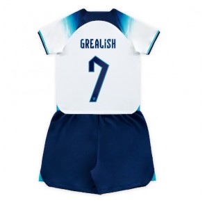 England Jack Grealish #7 Hemmaställ Barn VM 2022 Kortärmad (+ Korta byxor)